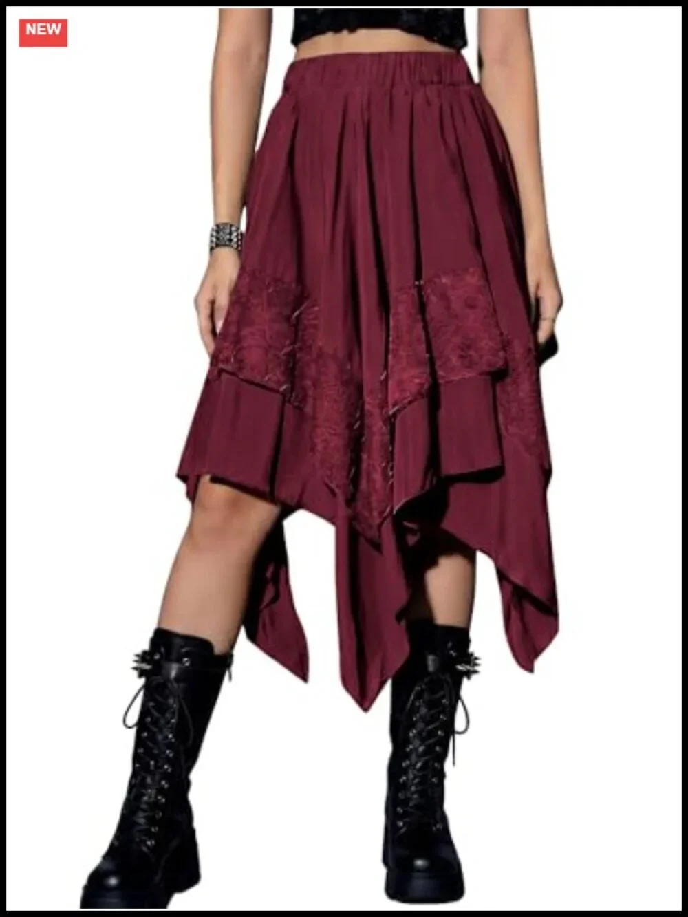 Renaissance Fairy Skirt Asymmetrical Layered Lace High Waist Flowy Y2K Gothic